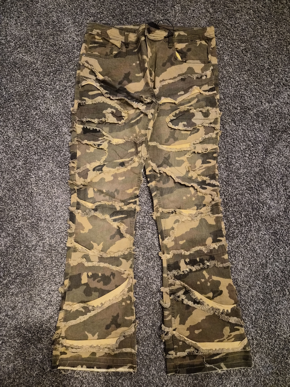 Camo Men Jeans Straight in Green Camo with Tan Accents